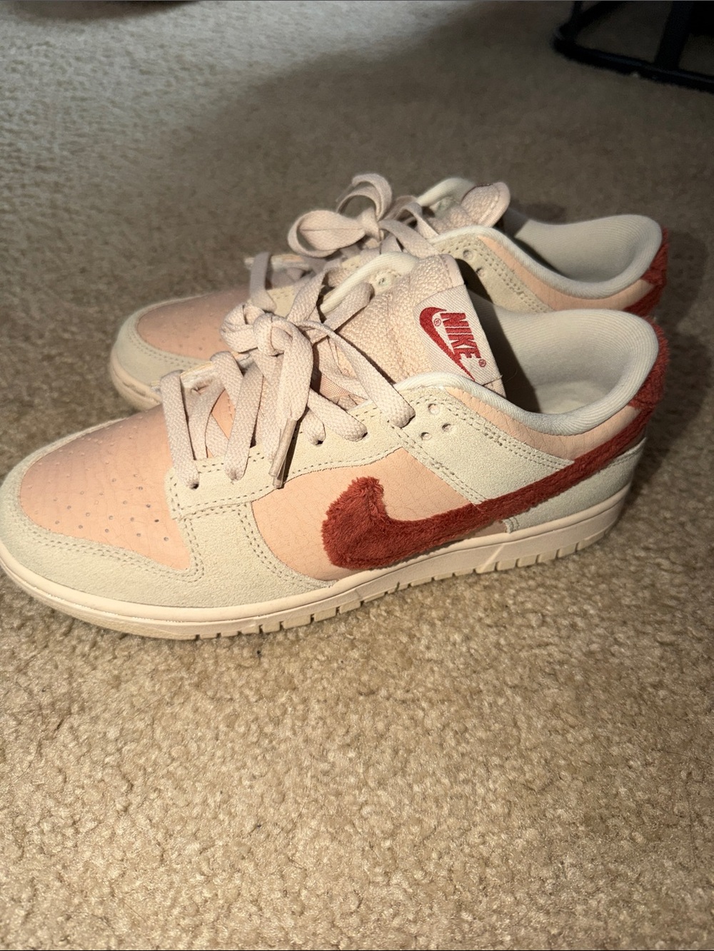 Nike Cream & Pink Low-Top Sneakers with Rust-Pink Swoosh